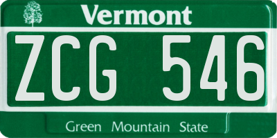 VT license plate ZCG546
