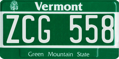 VT license plate ZCG558