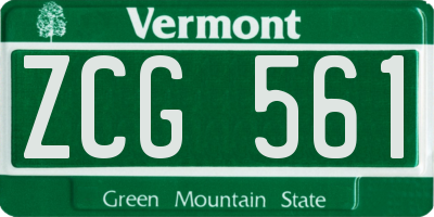 VT license plate ZCG561