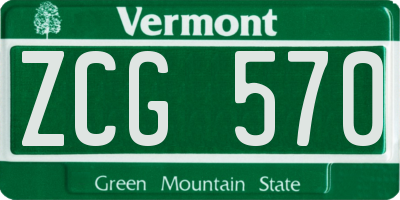 VT license plate ZCG570