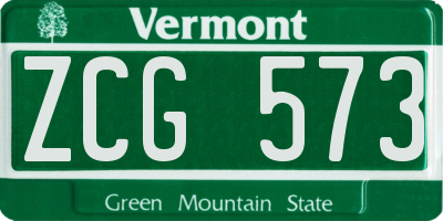 VT license plate ZCG573