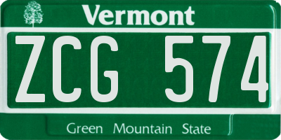 VT license plate ZCG574