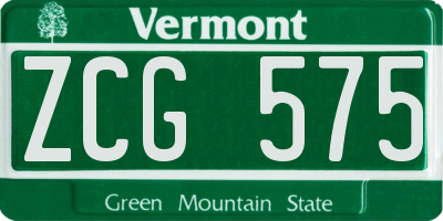 VT license plate ZCG575