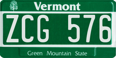 VT license plate ZCG576