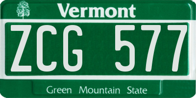 VT license plate ZCG577
