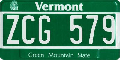 VT license plate ZCG579