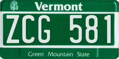 VT license plate ZCG581