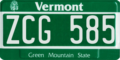 VT license plate ZCG585