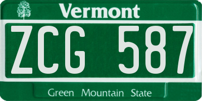 VT license plate ZCG587