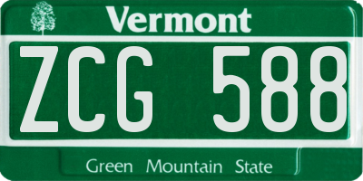 VT license plate ZCG588