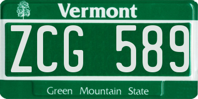 VT license plate ZCG589