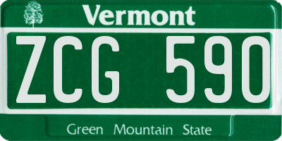 VT license plate ZCG590