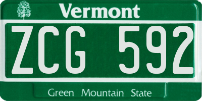 VT license plate ZCG592