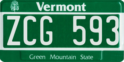 VT license plate ZCG593
