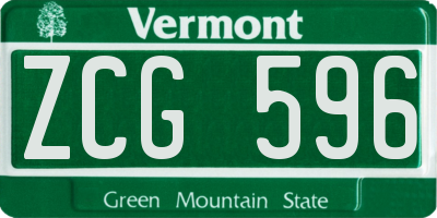 VT license plate ZCG596