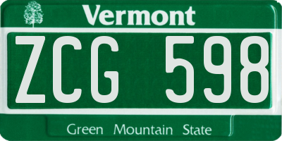 VT license plate ZCG598