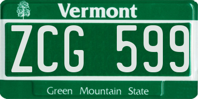 VT license plate ZCG599