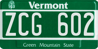 VT license plate ZCG602