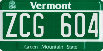 VT license plate ZCG604