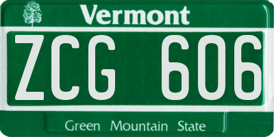 VT license plate ZCG606
