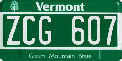 VT license plate ZCG607