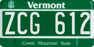 VT license plate ZCG612