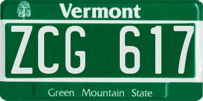 VT license plate ZCG617