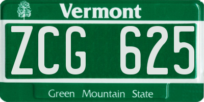 VT license plate ZCG625