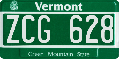 VT license plate ZCG628