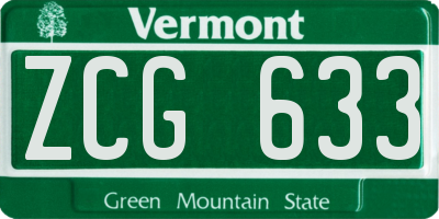 VT license plate ZCG633