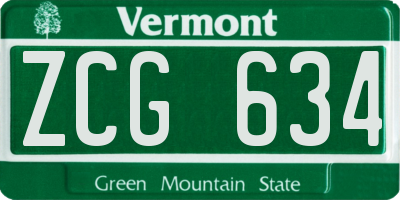VT license plate ZCG634
