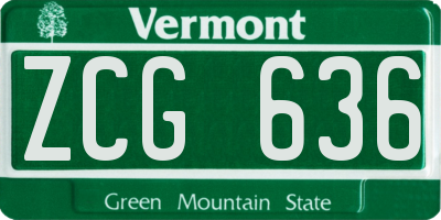 VT license plate ZCG636