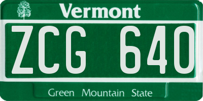 VT license plate ZCG640