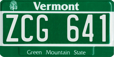 VT license plate ZCG641