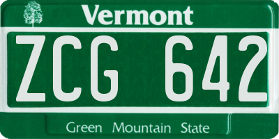 VT license plate ZCG642