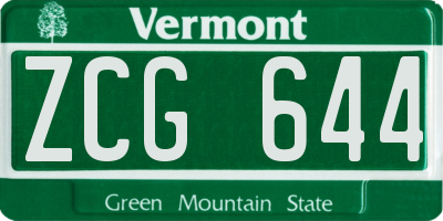 VT license plate ZCG644