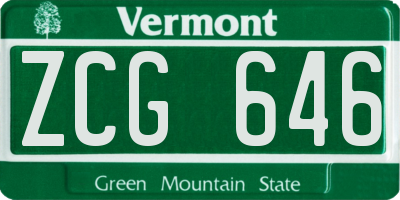 VT license plate ZCG646