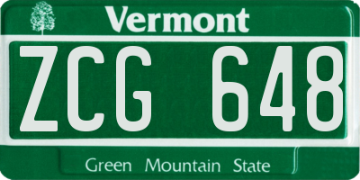 VT license plate ZCG648