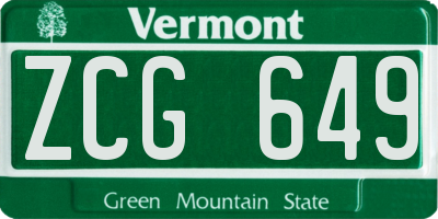 VT license plate ZCG649
