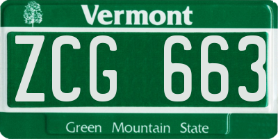 VT license plate ZCG663