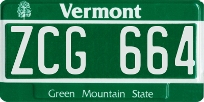 VT license plate ZCG664