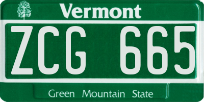 VT license plate ZCG665