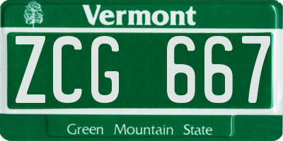 VT license plate ZCG667