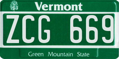 VT license plate ZCG669