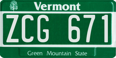VT license plate ZCG671