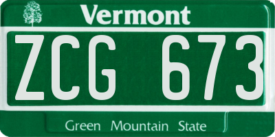 VT license plate ZCG673