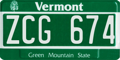 VT license plate ZCG674