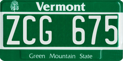 VT license plate ZCG675