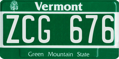 VT license plate ZCG676