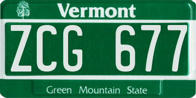 VT license plate ZCG677